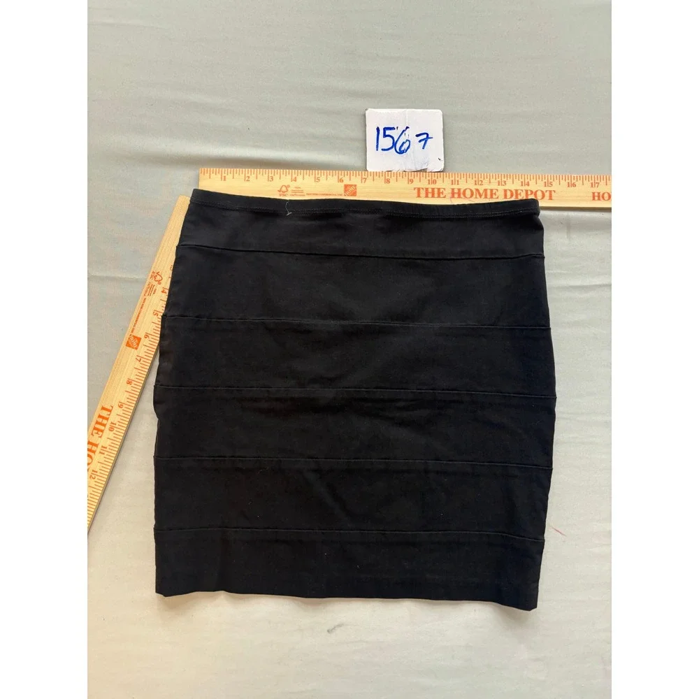 Candy Couture Black Bandage Mini Skirt Tiered Bodycon Size L 8730